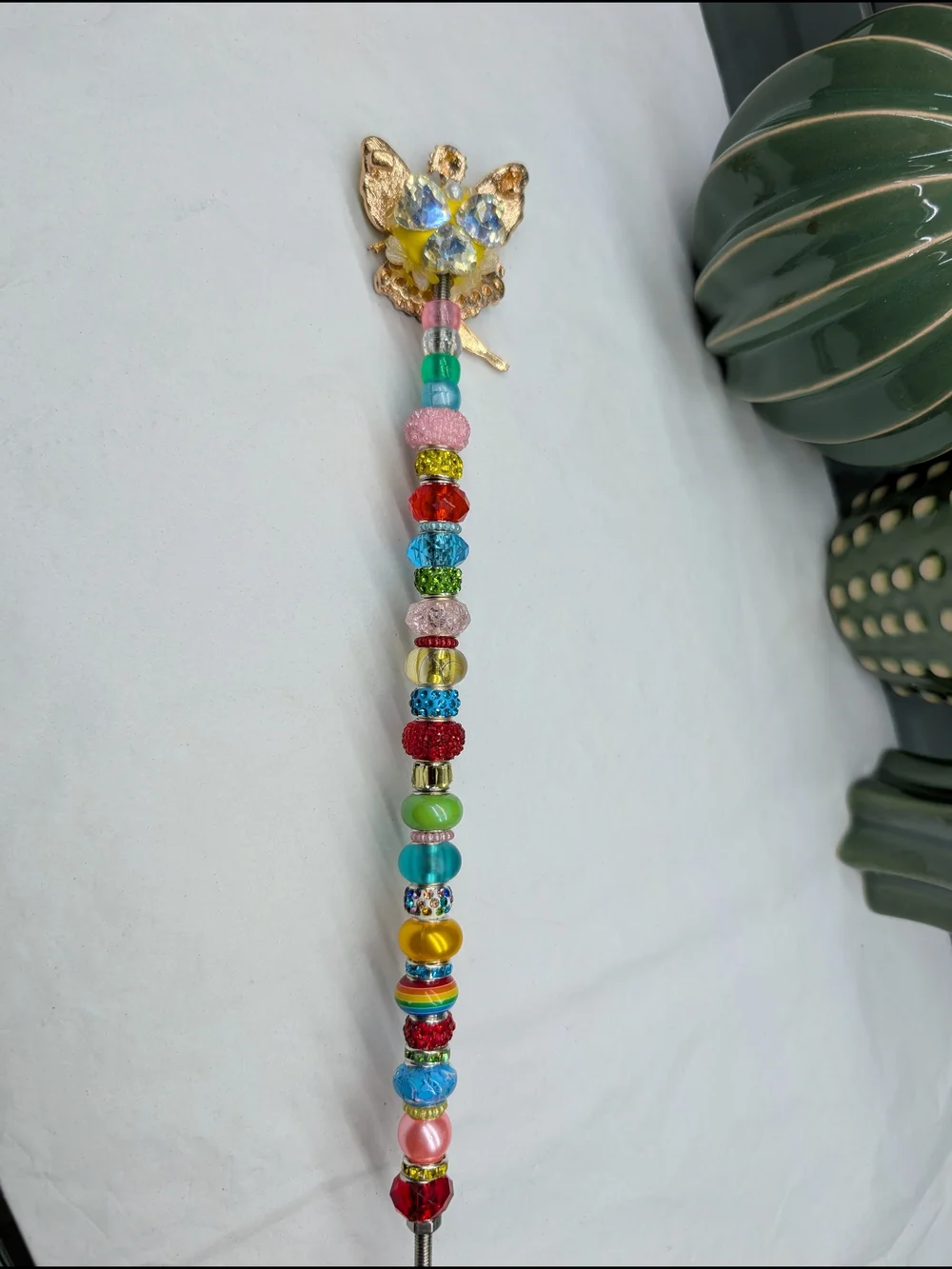 HandMade Fairy Wand/Plant/Garden Stake W/SparklyMulticolored Fairy-Ballerina Top